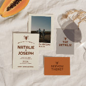 Moderne Westerne Koe schedel Bold Boho Unique Wedd RSVP Kaartje