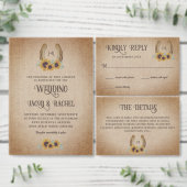 Rustiek Western Hoefijzer Zonnebloem bruiloft Deta Informatiekaartje (Personaliseer de collectie van deze zelfstandige maker.)