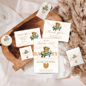 Whimsical Vliegtuig Schattige Teddy Bear Luier Raf Informatiekaartje