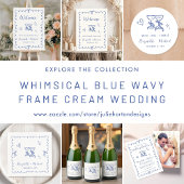 Whimsical Blue Wavy Frame Wedding Kartonnen Onderzetters