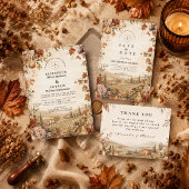 Whimsical Boho Herfst Bruiloft Bedankkaart