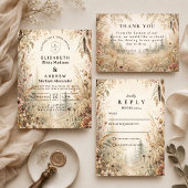 Whimsical Boho Bosbruiloft Bedankkaart