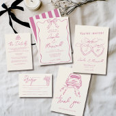 Roze strik handgetekend stijlvolle trendy bruiloft save the date