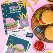 Whimsical Pink Burger en Fries Bedankkaart