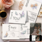 Eenvoudige grillige vlinder koraal en violet kaart