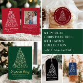 Grappige kerstboom buigt rode foto feestdagenkaart