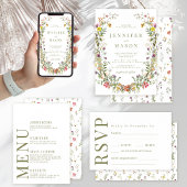 Kleurrijke rustieke wilde bloem bruiloft papier bo papieren bordje