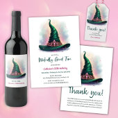 Whimsical Crown & Green Witch Pet Verjaardag Spandoek