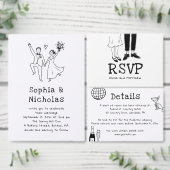Doodle Modern Huwelijksreactie | Leuke Bruid & Bru RSVP Kaartje (Personaliseer de collectie van deze zelfstandige maker.)