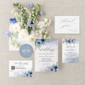 Whimsical Script Floral Dusty Blue Wedding Acryl Uitnodigingen