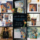 Whimsical Elf Holding Gift & Bird Christmas Card Kaart