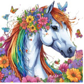 Whimsical Paard Regenboog Bloemen Ruitersport Verj Spandoek