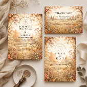 Whimsical Houten Herfst Huwelijk Save The Date