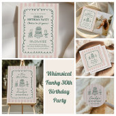 Whimsical Funky Quirky 30th Birthday Party Kaart