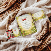 Photo Whimsical Garden Lady Bug 1st Birthday Kaart