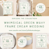 Whimsical Hand Drawn Green Cream Wedding Poker Chips