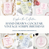 Zachte Roze Streep Hand getrokken Cocktail 30ste v Kaart