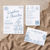 Speelse grillige hand getrokken illustratie bruilo kaart (Personaliseer de collectie van deze zelfstandige maker.)