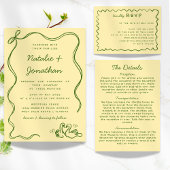 Whimsical Doodle Swans Bow Butter Yellow Wedding Kaart