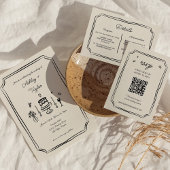 Whimsical Hand getrokken eigenzinnige bruiloft inf Informatiekaartje