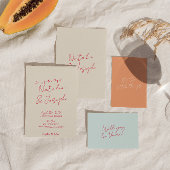 Whimsical kleurrijke retro moderne bruiloft detail informatiekaartje