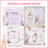 Droomtuin Lavendel Bloem Vogel Baby Shower Cadeaulabel