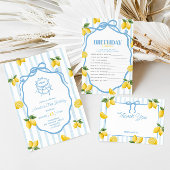 Meisjes Whimsical Blue Bow Lemon Amalfi Verjaardag Bedankjes Labels