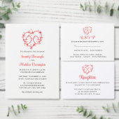 Lieve Liefdesvogels Boho Rode Hartentuin Bruiloft Wijn Etiket (Personaliseer de collectie van deze zelfstandige maker.)
