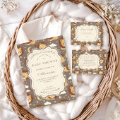 Whimsical Neutral Safari Lion Baby Shower Kaart