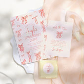 Whimsical Pink Bow Girl Verjaardag Kaart