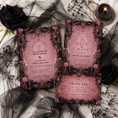 Whimsical Roze Goth Huwelijk Save The Date