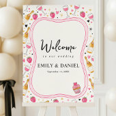 Whimsical Pink Strawberry Wedding Invitation Kaart