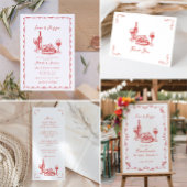 Whimsical Hand getrokken Pizza Wijn bruiloft Papieren Bordje