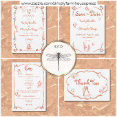 grillige retro handgetekende sunset Sinaasappel br Save The Date