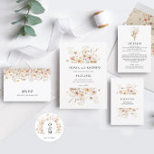 Chique Beige Meadow Wildflower Menu Keuze Bruiloft