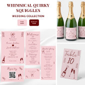 Whimsical Ongewone Kronkels Roze Bruiloft Menu