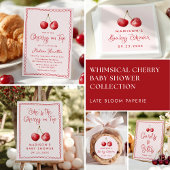 Whimsical Waterverf Cherry op Top Baby shower Kaart