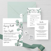 Whimsical Waterverf Eucalyptus Wedding Menu