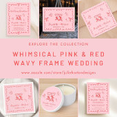 Whimsical Hand Drawn Pink Red Wedding Poker Chips