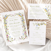 Whimsical Garden Wildflower bruiloft Kaart