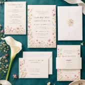 Boheemse Whimsical Wilde Bloemen Huwelijksprogramm Programmakaart