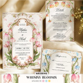 Whimsical Blush Roze en Gouden Bloemen Save the Da Kaart