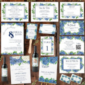 Rustic Blue Hydrangeas Waterverf Rehearsal Dinner Kaart