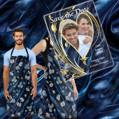 Wit & Goud abstracte bloemetjes op Simmery Blue Si Etiket