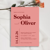 Perzik roze, vetgedrukte wijn rode letters ronde sticker