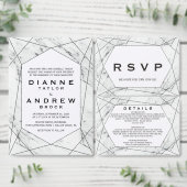 Kaart van het menu Wit en zwart Geometrische marme (Personaliseer de collectie van deze zelfstandige maker.)