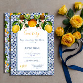 Wit en Blauw Amalfi Lemons Italië Baby shower Kaart