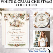 Kerstdiner Party Pine White & Cream Elegant Papieren Kommen