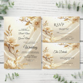 Witte en Gouden Bloemen Save The Date (Personaliseer de collectie van deze zelfstandige maker.)