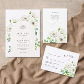 Witte annemonbloemen etiket (Personaliseer de collectie van deze zelfstandige maker.)